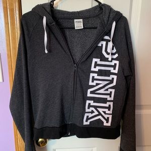 small VS PINK grey and black zip up jacket